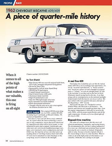 1962 CHEVROLET BISCAYNE 409409 American Car Collector January 2013