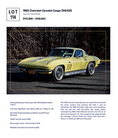 1965 Chevrolet Corvette Coupe 396 425